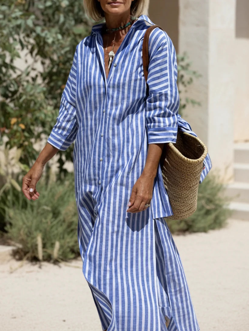Midi Striped Shirt Dress