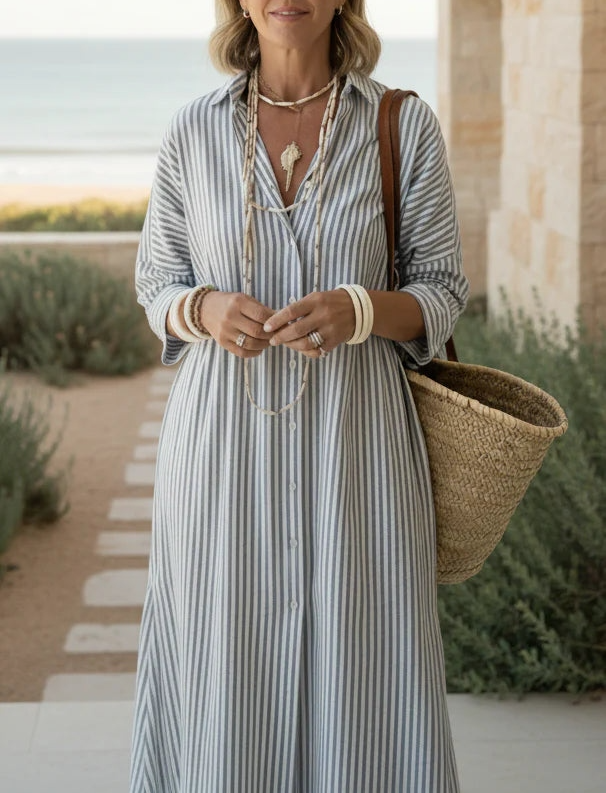 Midi Striped Shirt Dress