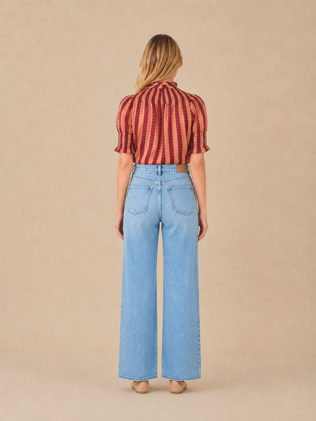 Ruffled Collar Stripe Blouse