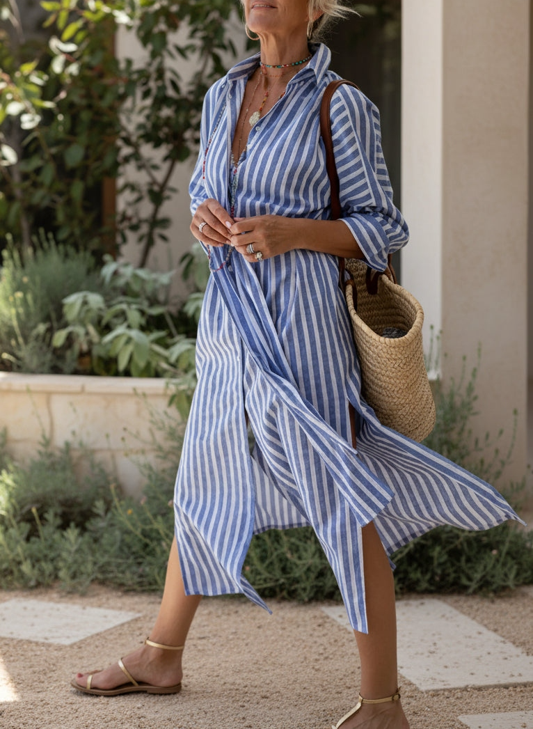 Midi Striped Shirt Dress