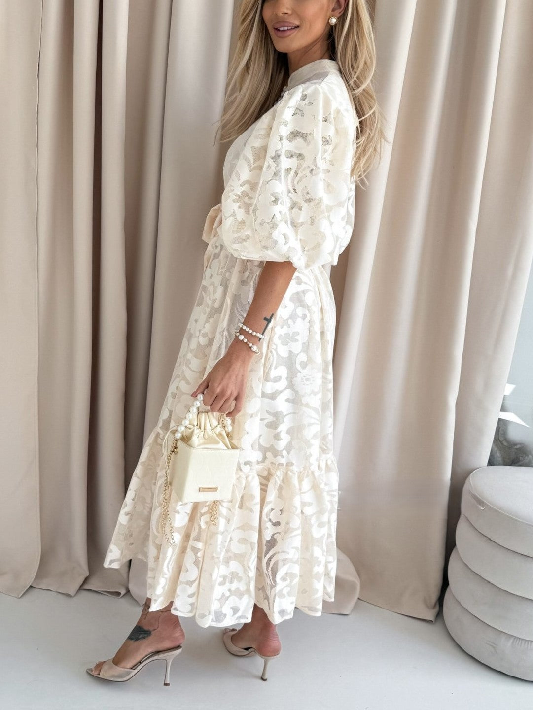 Sukienka elegancka maxi , beige