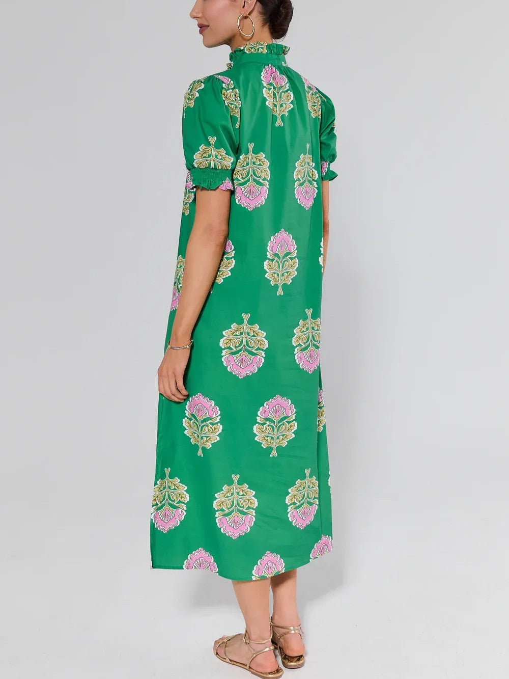 Green Floral Print Maxi Dress