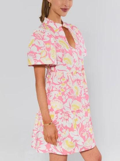 Evan Pink Floral Short Dress