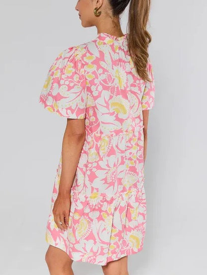 Evan Pink Floral Short Dress