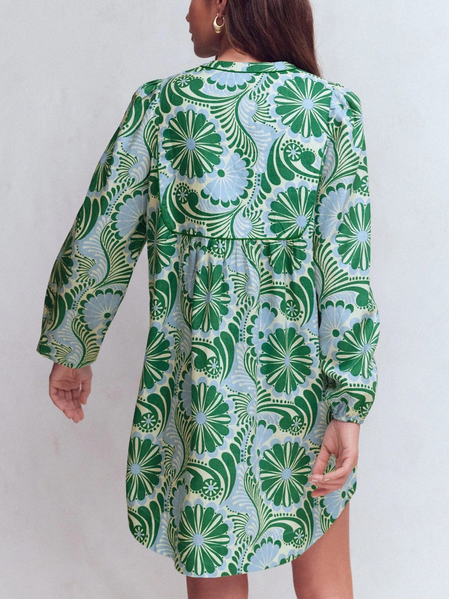 Pia Linen Yoke Tassel Dress