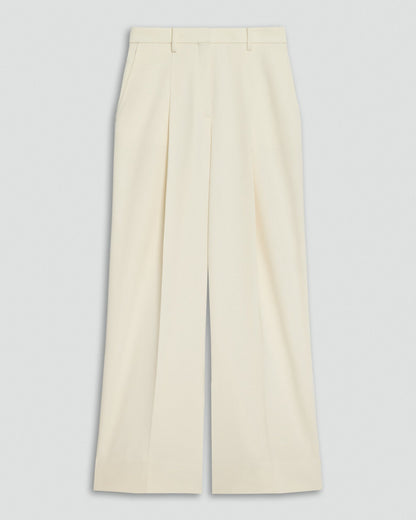 Pleated Wide-Leg Trousers in Admiral Crepe