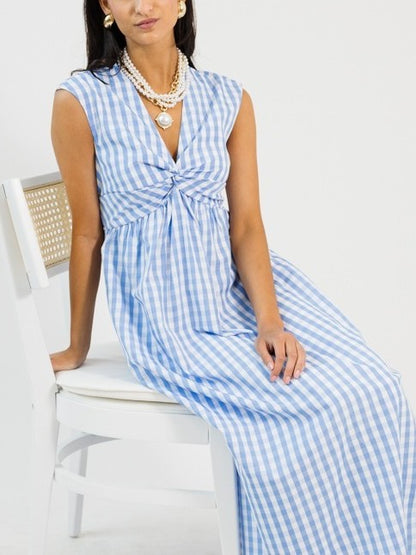 Gingham Twist Maxi Dress