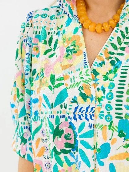 Textured Floral Maxi, Green Mix