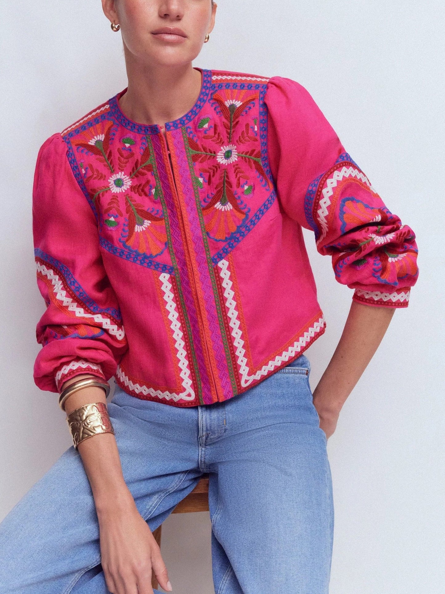 Embroidered Linen Jacket