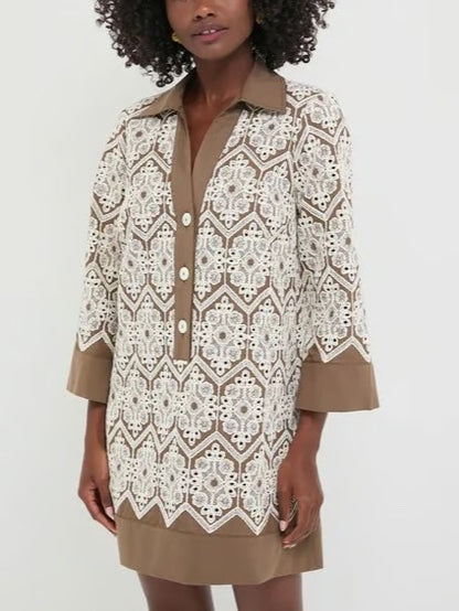 Mocha Mousse Lace Collier Dress