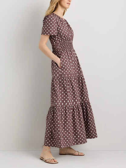 100% Organic Cotton Poplin Tiered Maxi Dress