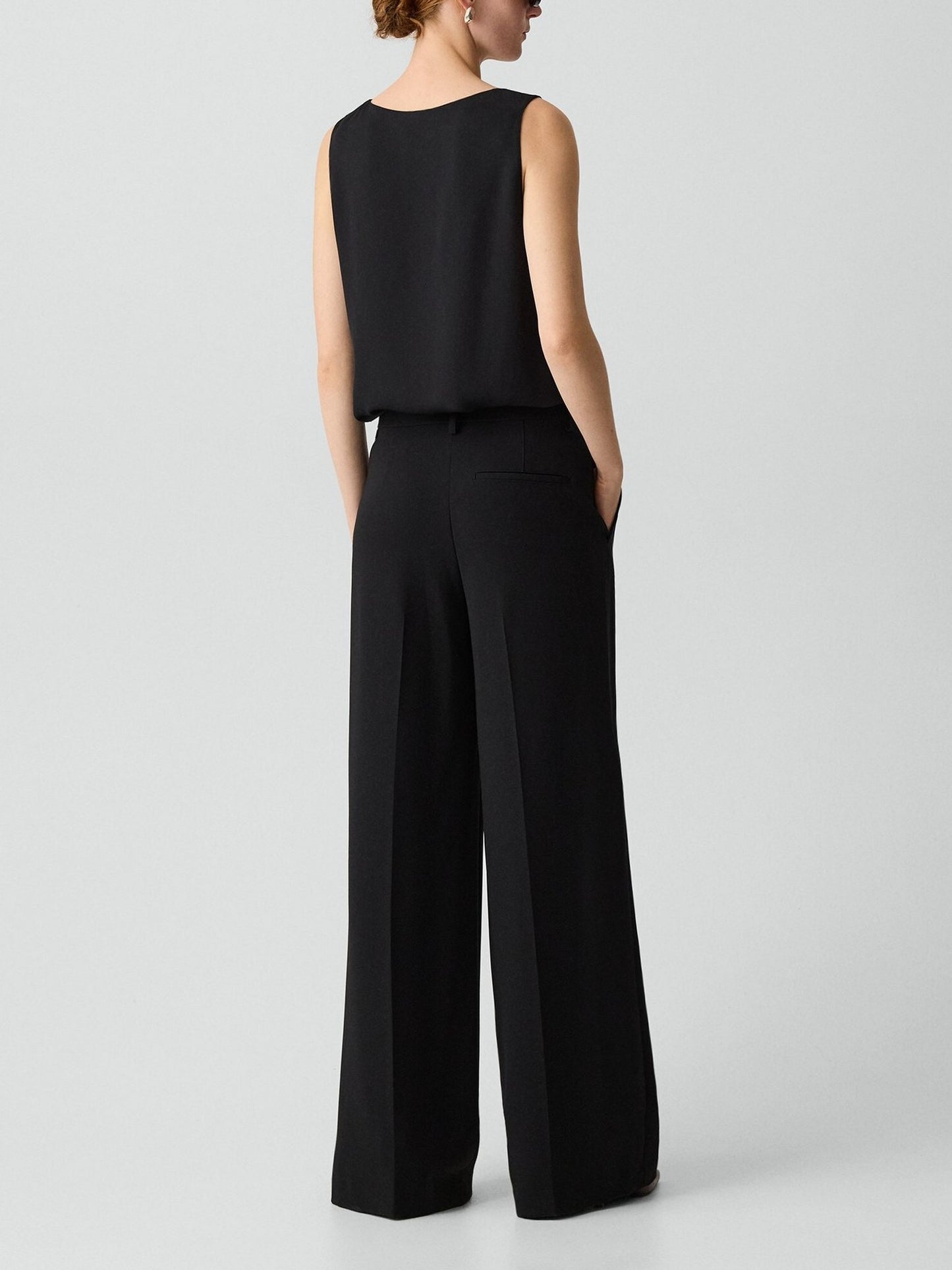 Pleated Wide-Leg Trousers in Admiral Crepe