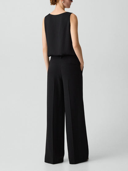 Pleated Wide-Leg Trousers in Admiral Crepe
