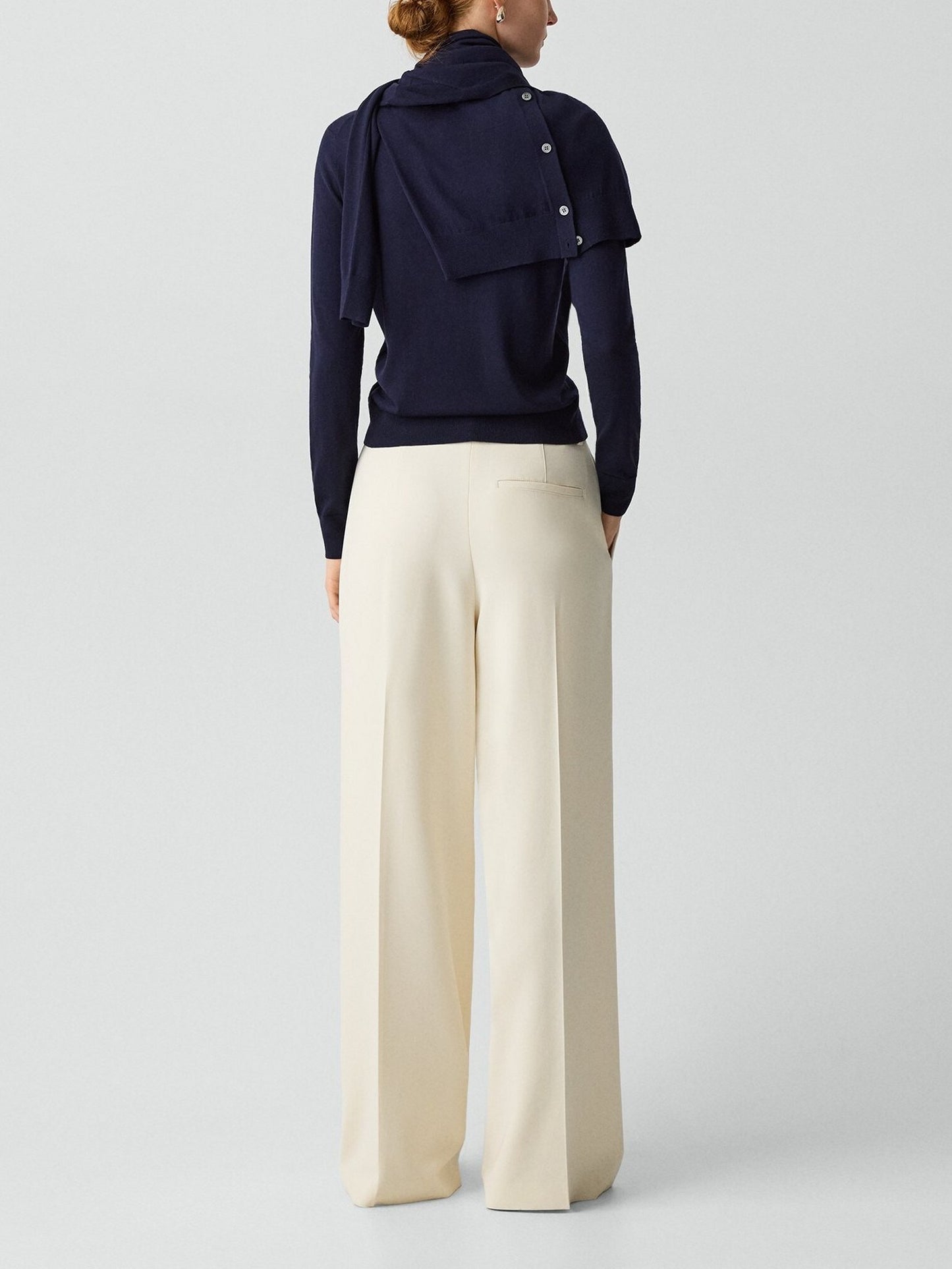 Pleated Wide-Leg Trousers in Admiral Crepe