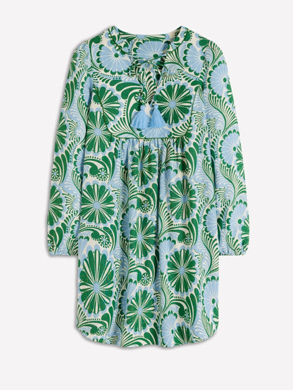 Pia Linen Yoke Tassel Dress