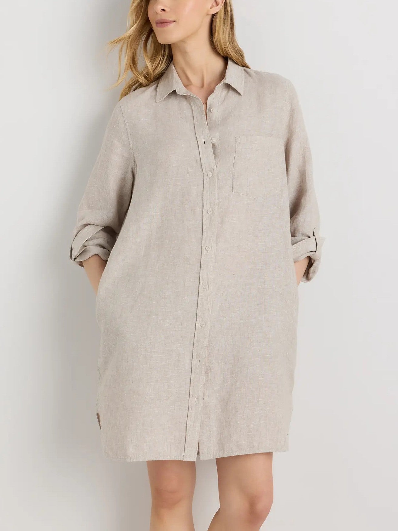 100% European Linen Shirt Dress