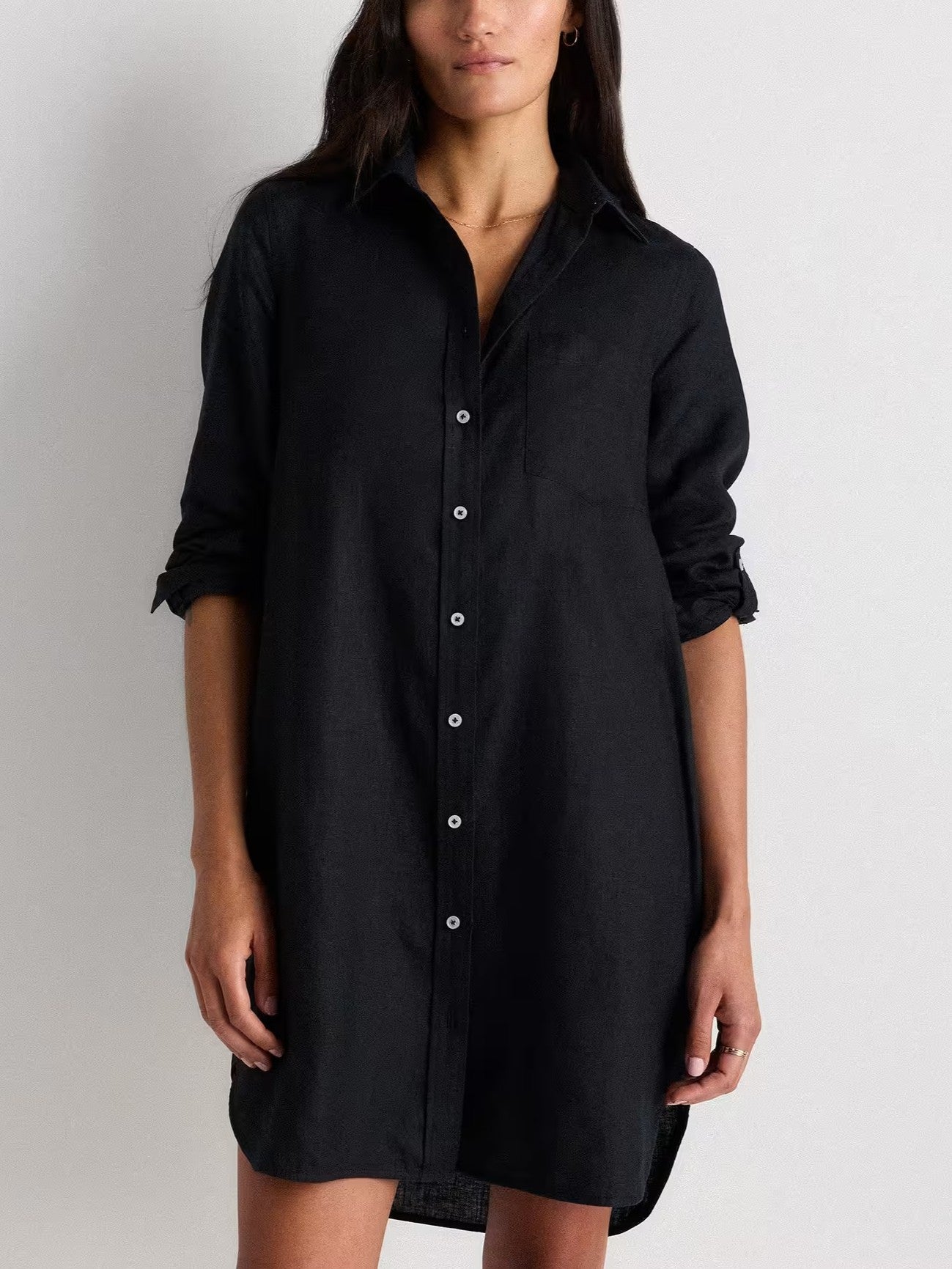 100% European Linen Shirt Dress
