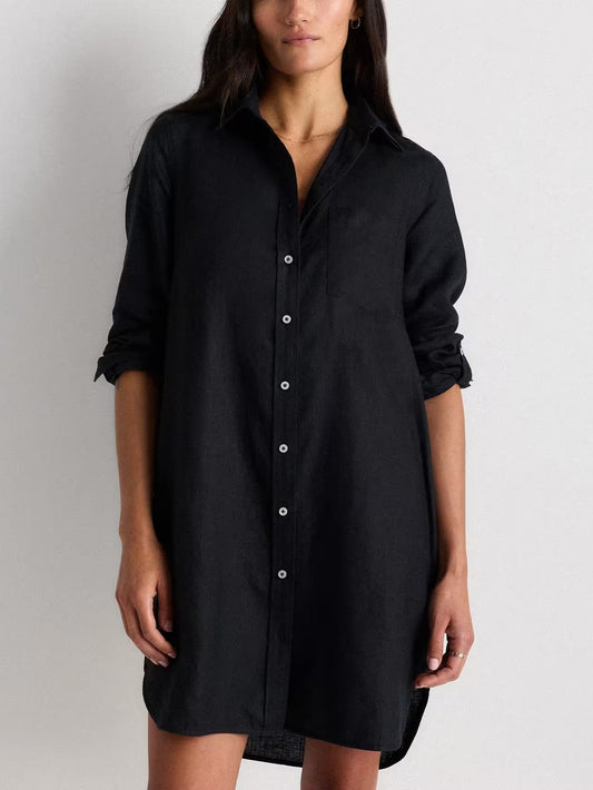 100% European Linen Shirt Dress
