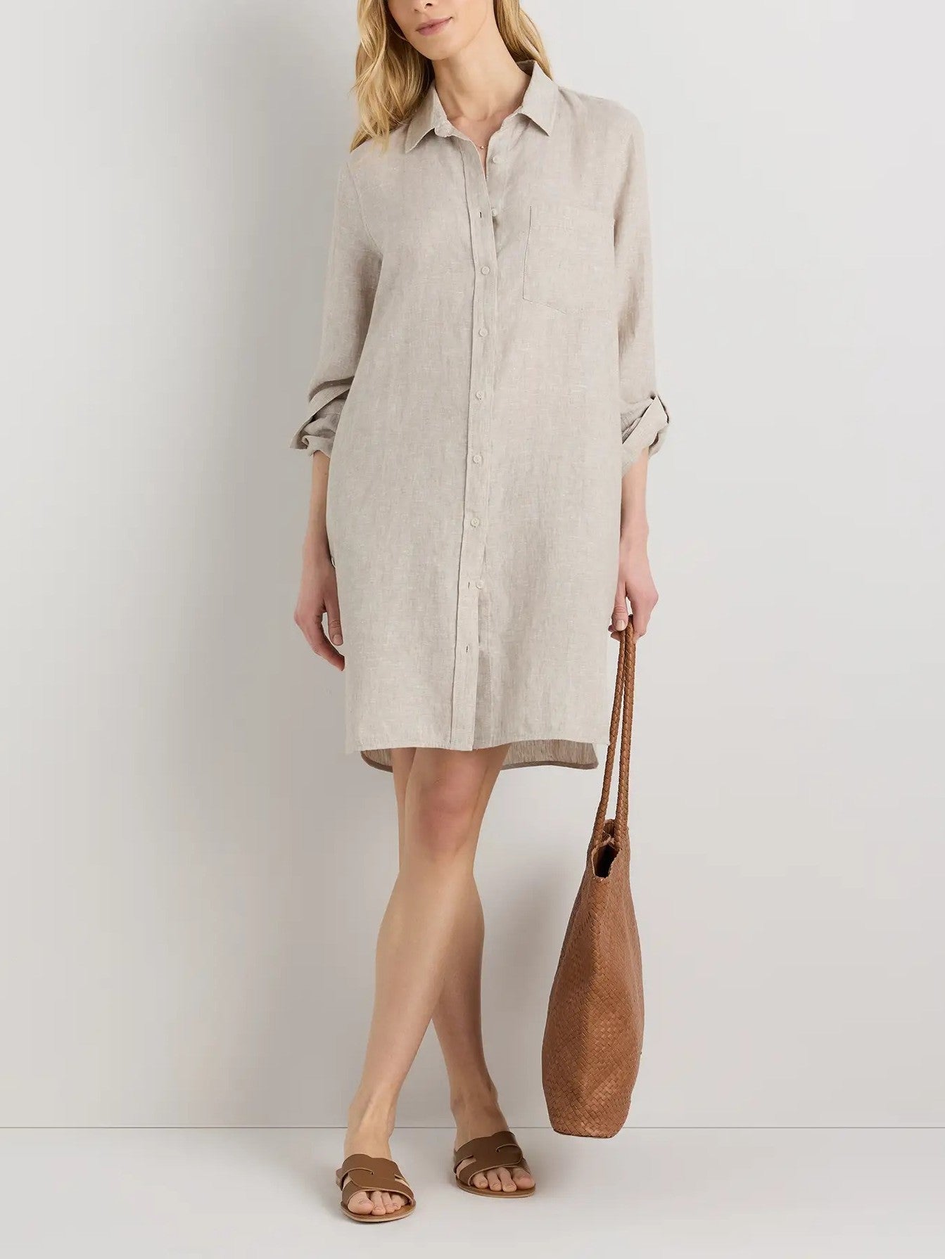 100% European Linen Shirt Dress