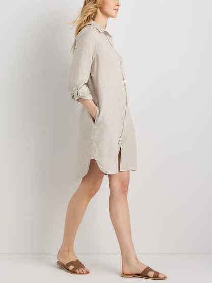 100% European Linen Shirt Dress