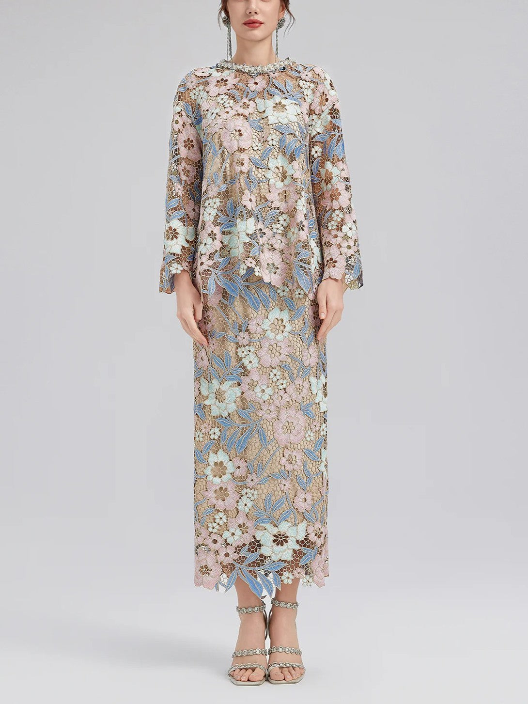 Custom Guipure Lace Floral two-piece dress