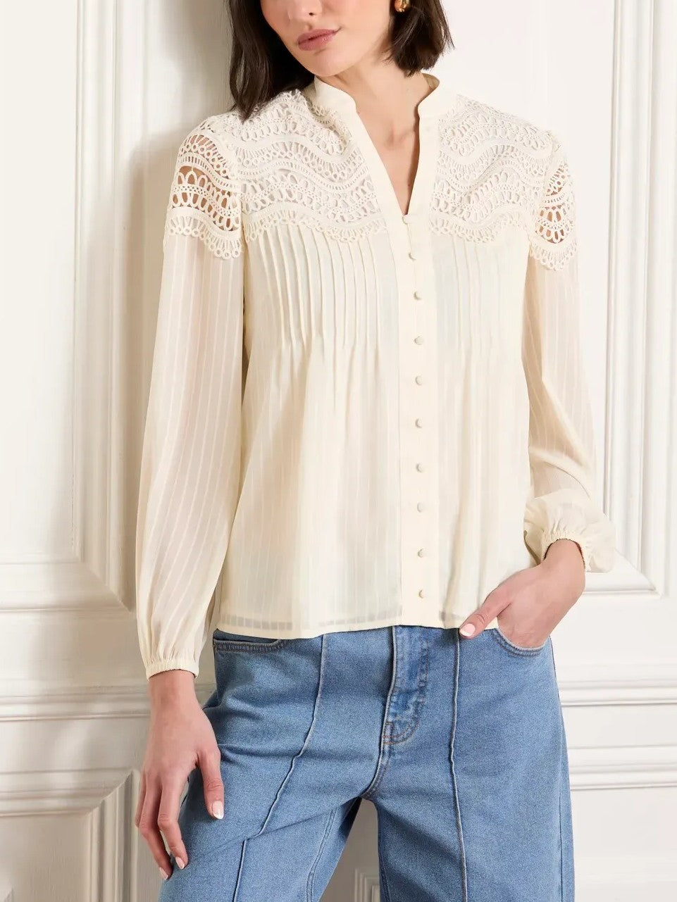 Gallery Lena Lace Detail Blouse