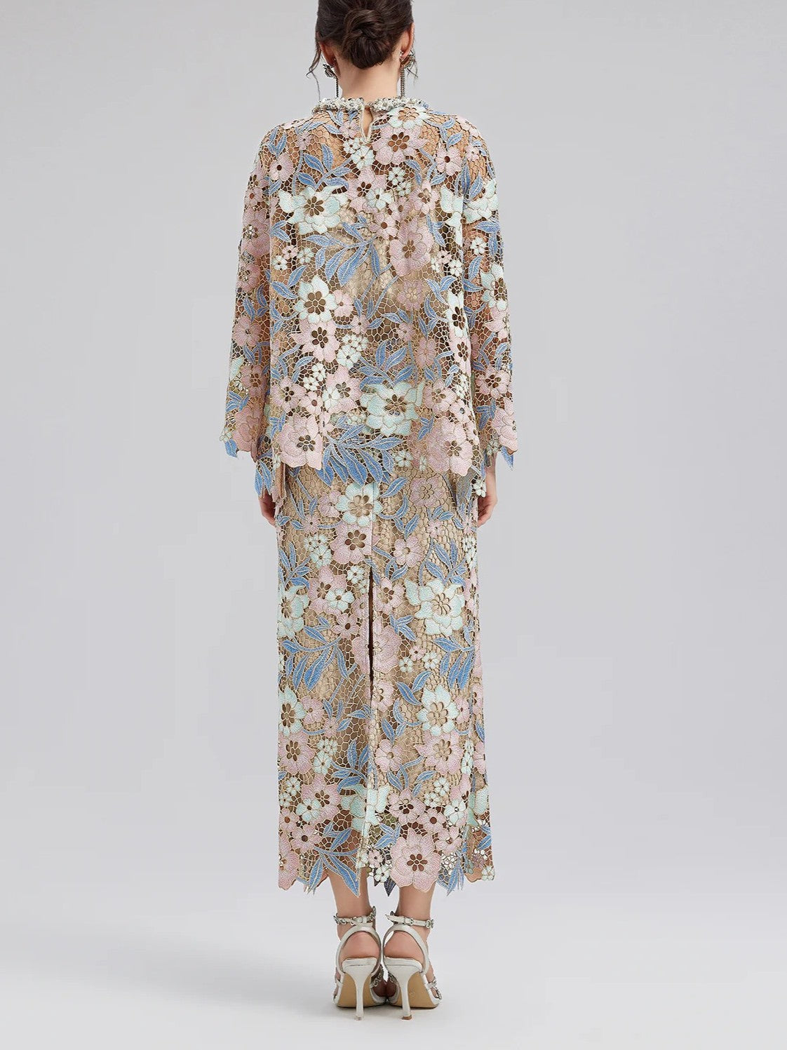 Custom Guipure Lace Floral two-piece dress