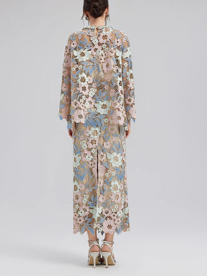 Custom Guipure Lace Floral two-piece dress