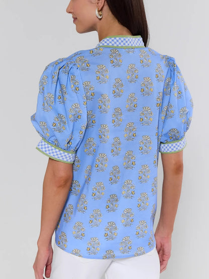 Printed Puff Sleeve Top