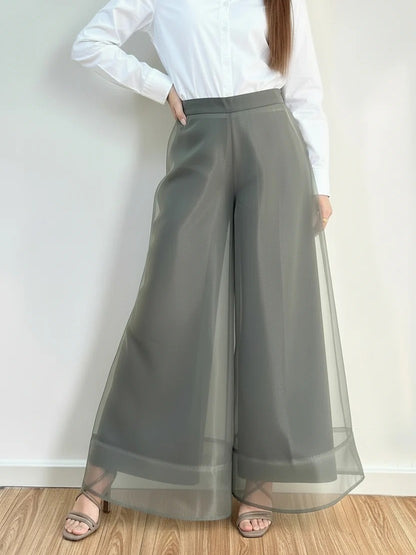 Isaiah Tulle Cropped Wide Leg Pants