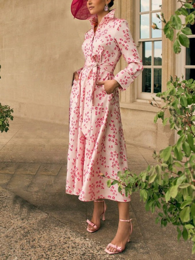 Pink Floral Shirt Dress