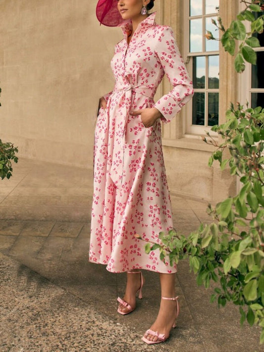 Pink Floral Shirt Dress