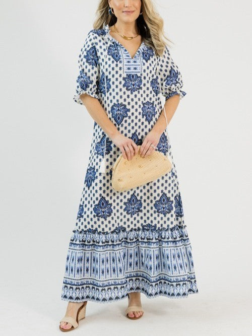 Printed Tassel Maxi Dress