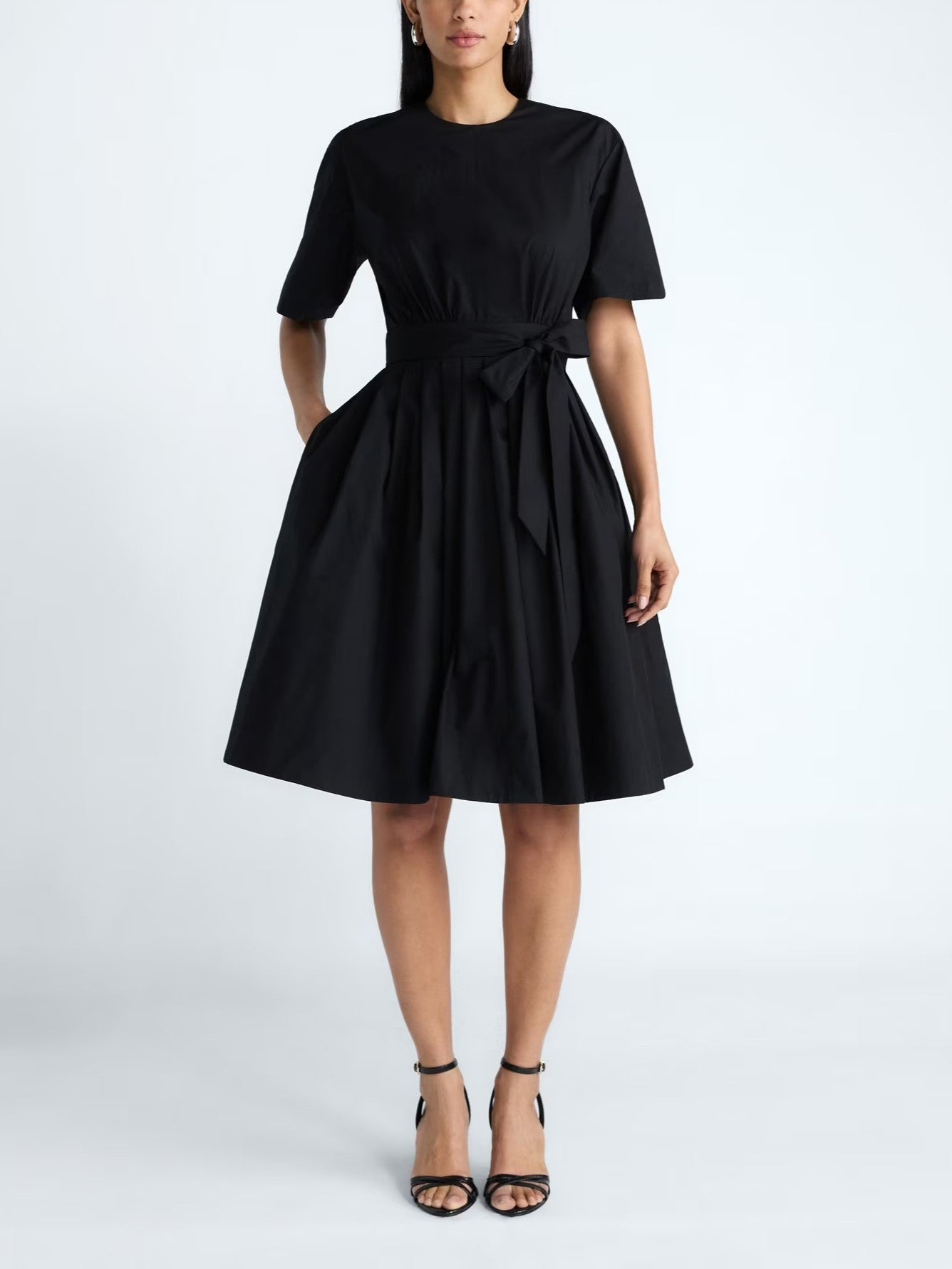 Devil Wears Prada Scoop Collection Women's and Women's Plus Cotton Tie-Waist Midi Dress