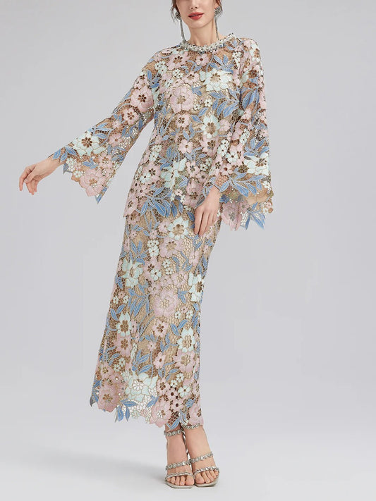 Custom Guipure Lace Floral two-piece dress