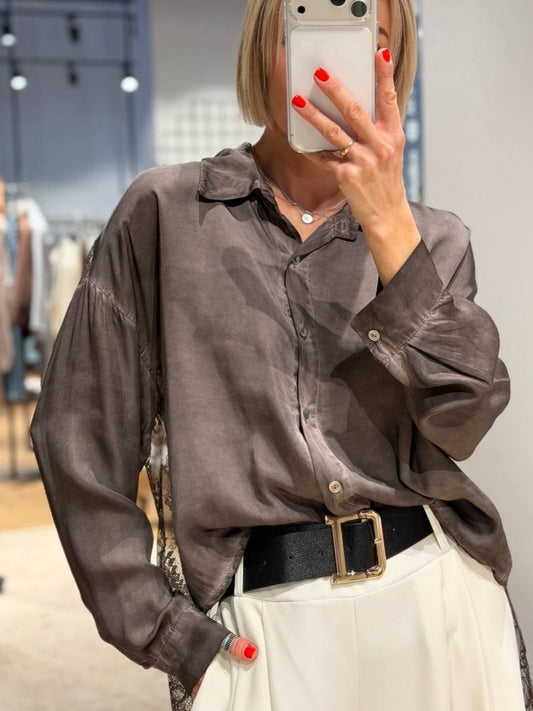 Lace Back Satin Blouse