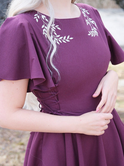 Ivy Midi Dress - Wine