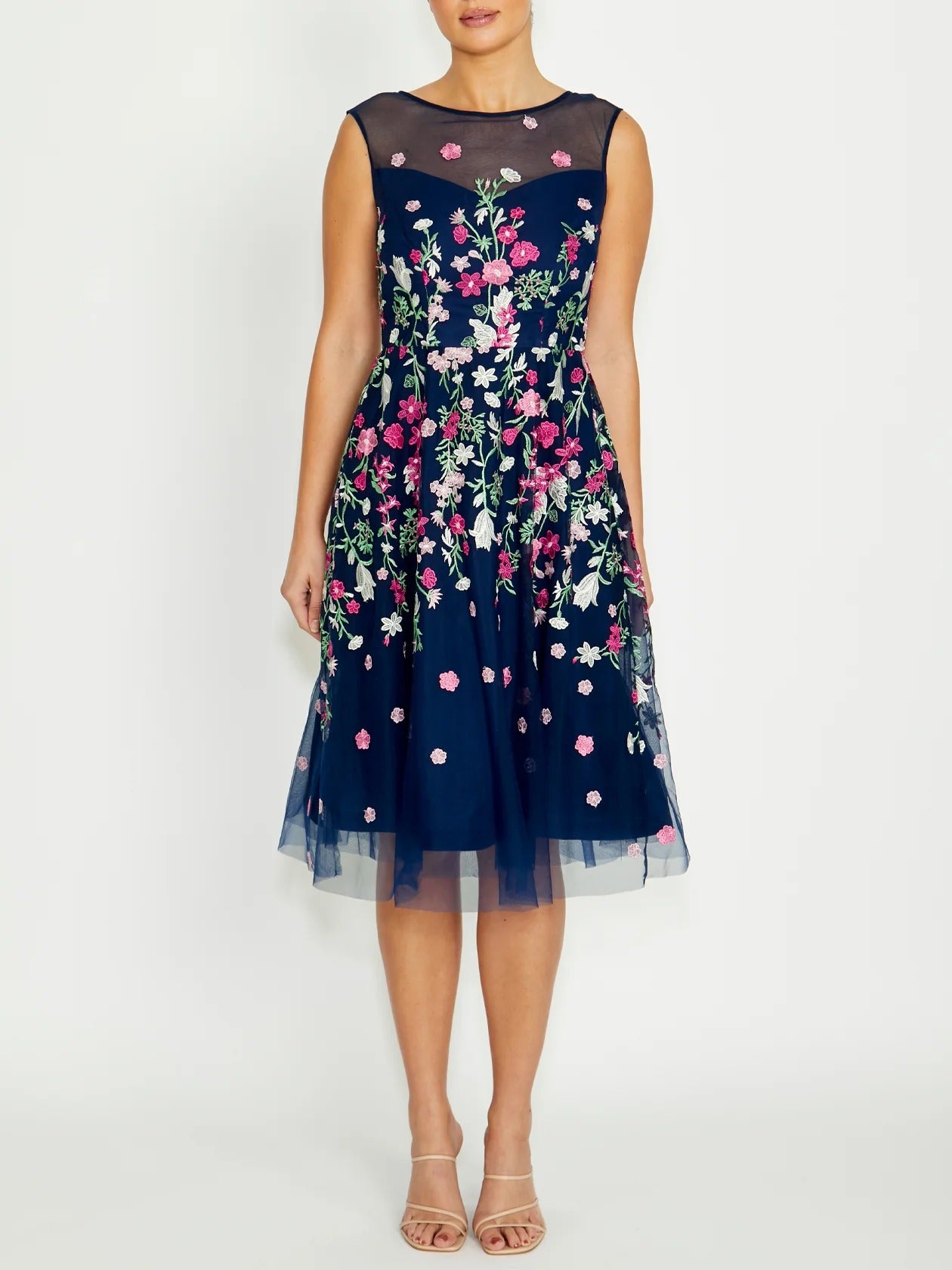 Navy and Pink Midi Dress Regular
