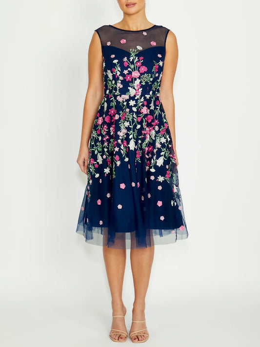 Navy and Pink Midi Dress Regular
