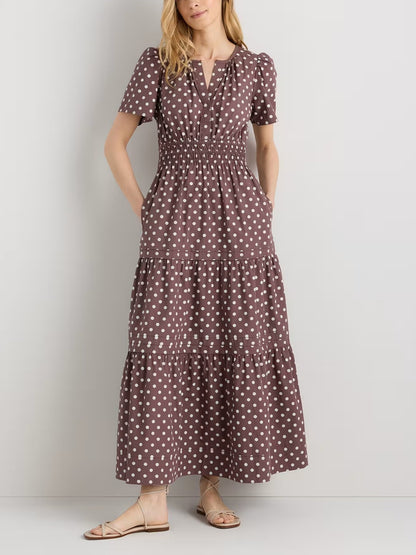 100% Organic Cotton Poplin Tiered Maxi Dress