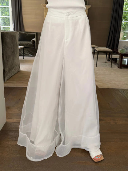 Isaiah Tulle Cropped Wide Leg Pants