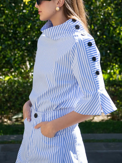Kya Striped Button Two-Piece Set