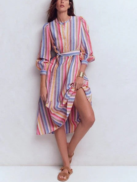 Linen Blend Midi Dress