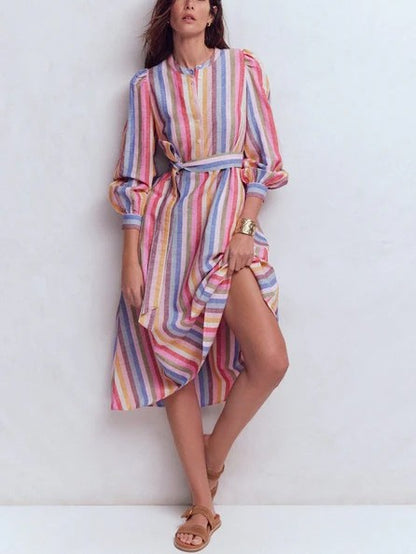 Linen Blend Midi Dress
