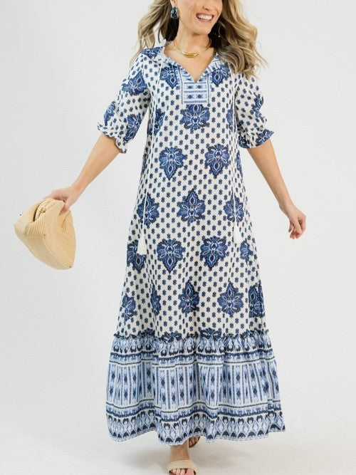 Printed Tassel Maxi Dress