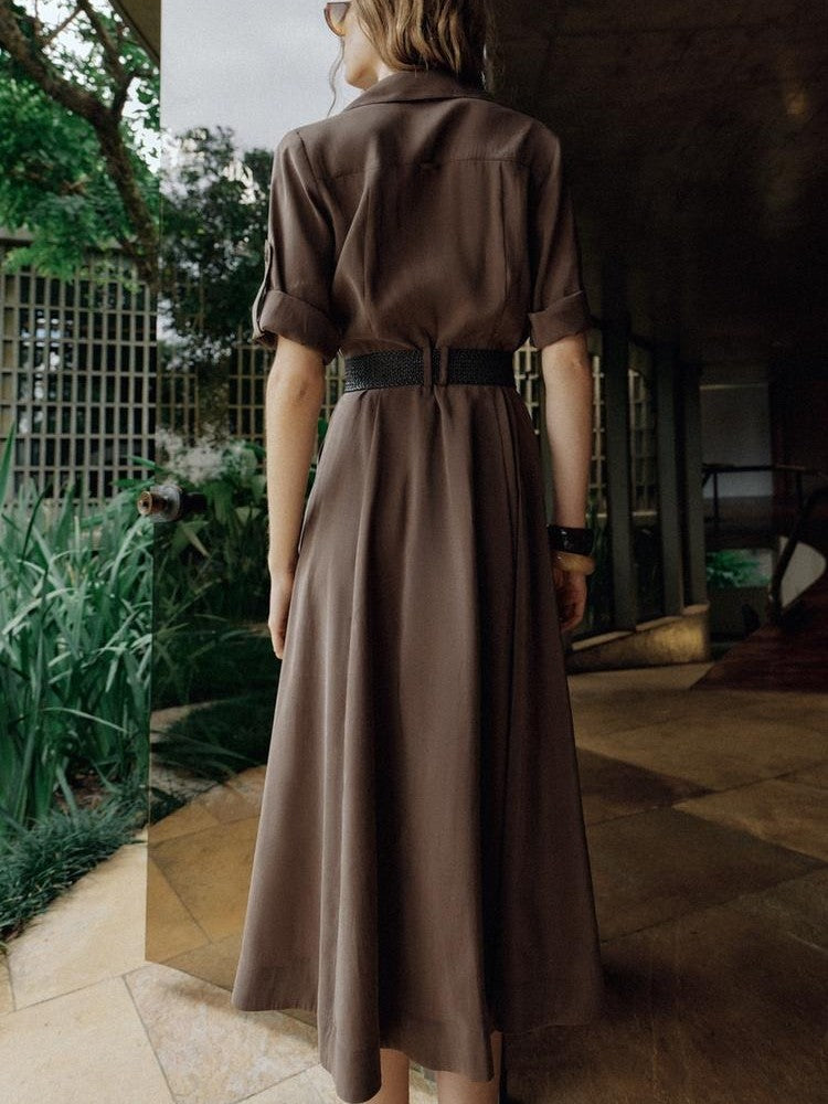 FLOWING SHIRT DRESS WITH BELT