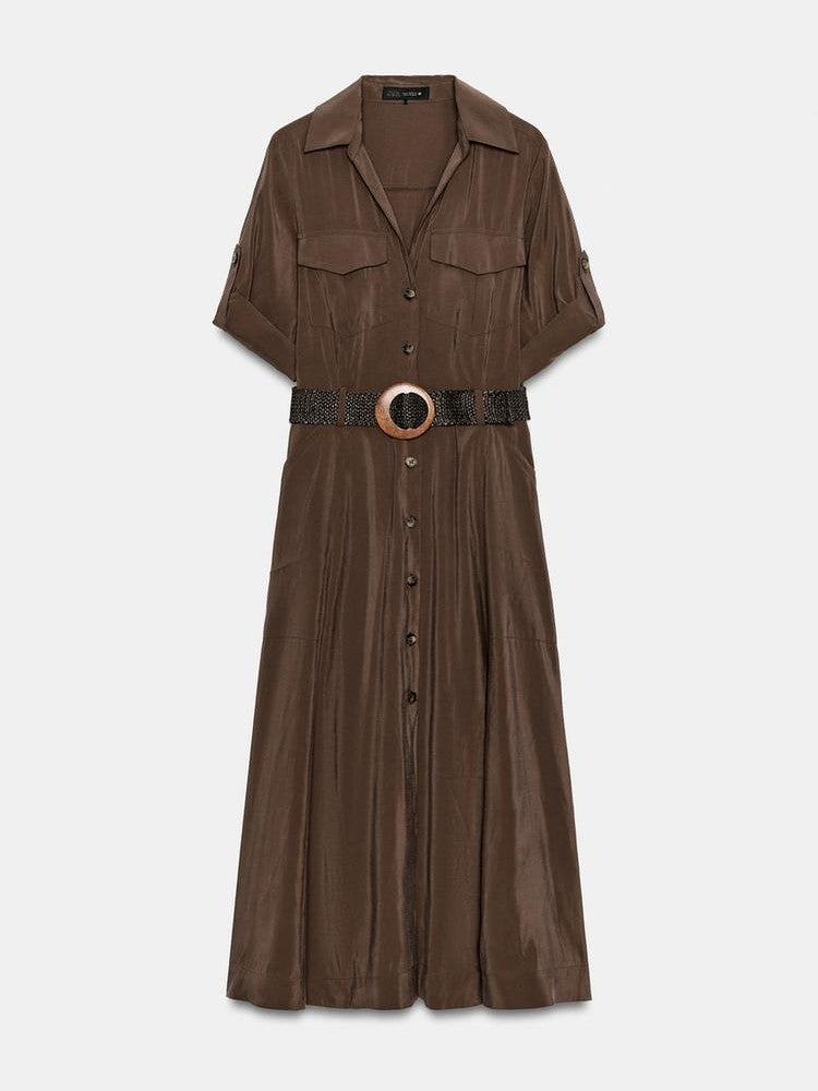 FLOWING SHIRT DRESS WITH BELT