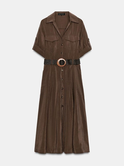 FLOWING SHIRT DRESS WITH BELT