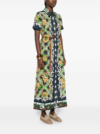 Liana floral-print shirt midi dress