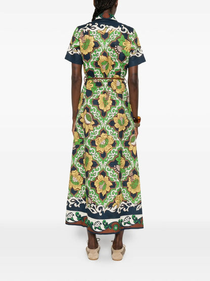 Liana floral-print shirt midi dress